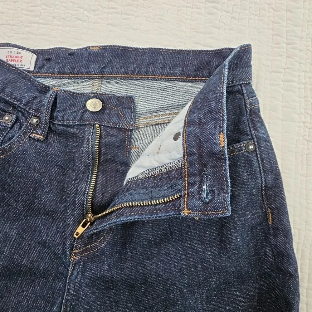 GAP GapFlex Straight Jeans Mens Blue Dark Wash Denim Size 28x30 Stretch Classic - Picture 6 of 16